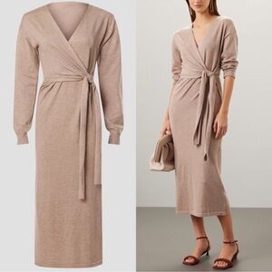 Elegant Tan Wrap Dress